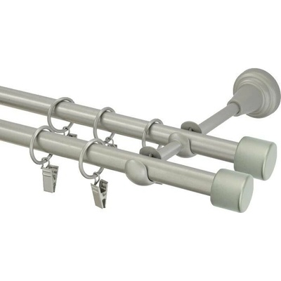 GARNÝŽE-HEBR Garnýž Válec double matná stříbrná dvojitá 360 cm