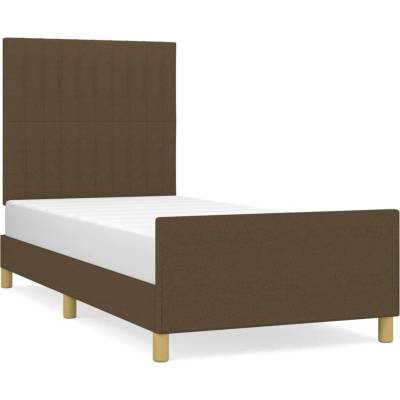 vidaXL 3125174 Rám postele s čelem tmavě hnědý textil