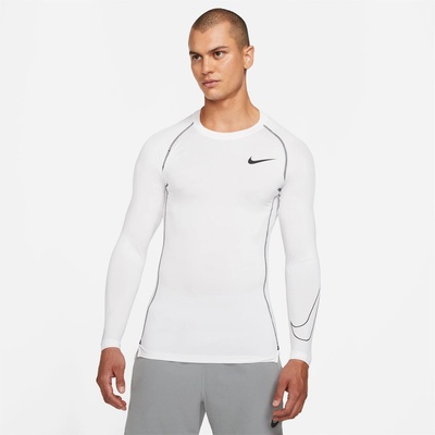 Nike Мъжка тениска Nike Pro Core Long Sleeve T Shirt Mens - White