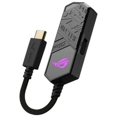 ASUS Аудио адаптер asus rog clavis noice cancelling adapter, usb-c, usb 2.0, 7.1, rgb, dac, aura sync, черен