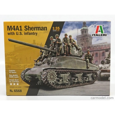 Italeri Talianeri Sherman M4a1 Sherman Tank s 10 figúrkami Us Infantry 1942 1:35 /