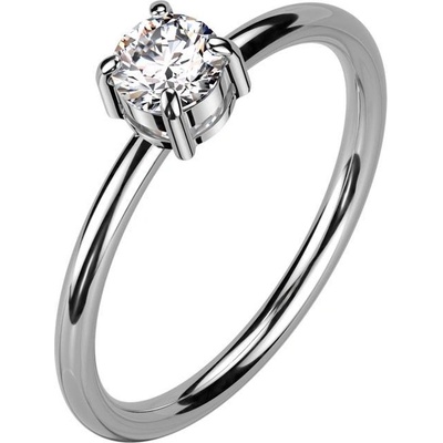 Šperky4U Ocelový prsten se zirkonem OPR1936