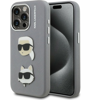 KARL LAGERFELD Grained PU K&CH Heads Заден Калъф за iPhone 15 Pro Max Grey Karl Lagerfeld | Lilav | ЖЕНИ | UNI