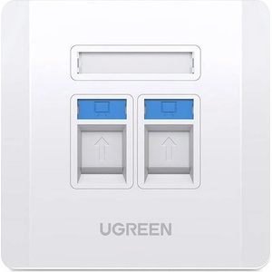 Ugreen Двойна стенна розетка за интернет връзка - Ugreen Dual Wall Socket Internet LAN Telephone RJ45 and RJ11 (бял) (80182)