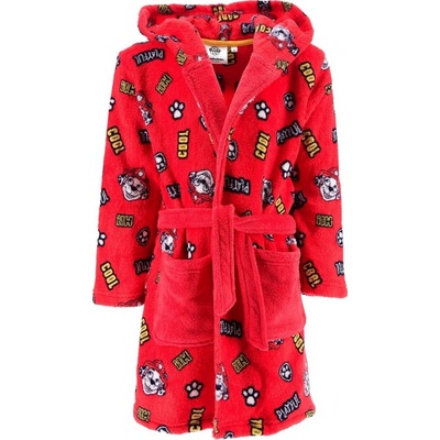 SunCity Dětský / chlapecký coral fleece župan s kapucí Tlapková patrola - Paw Patrol - motiv Marshall Červená