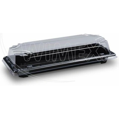 Wimex Miska na Sushi + viečko PP rPET čierna + priehľadné 224 x 94 x 45 mm