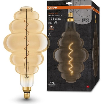 Osram 4058075761834 Vintage LED žárovka ve tvaru hnízda E27 4,8 W GOLD VINTAGE, teplá bílá