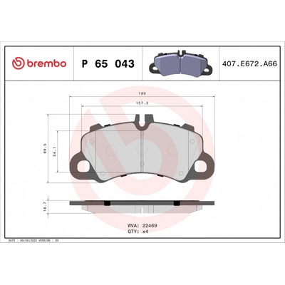 Sada brzdových platničiek kotúčovej brzdy BREMBO P 65 043