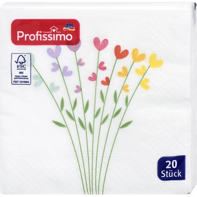 Profissimo ubrousky srdce 25x25 cm 3V 20 ks