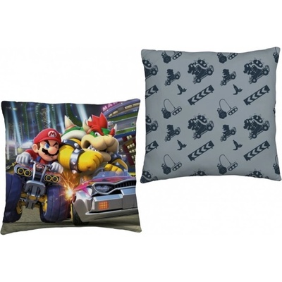 Halantex Oboustranný polštář Super Mario a král Koopa Oficiální licenční produkt Nintendo 40x40
