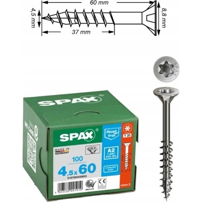 Šroub SPAX z nerezové oceli 4,5x60 A2 100 ks