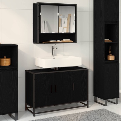 vidaXL Шкаф за баня Черния дъб 90 x 33 x 60 см Инженерна дървесина (883619)