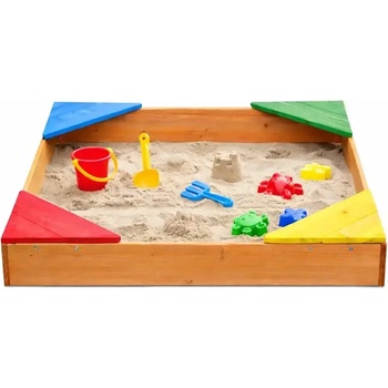 Ginger Home Детски дървен пясъчник с 4 седалки - 90x90 см