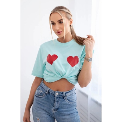 Kesi Bavlněné triko Willa s potiskem srdce Modrá světle