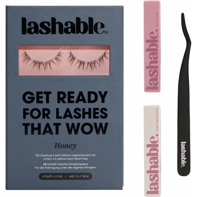 Lashable DIY umělé trsové řasy Startovací Sada Honey trsové řasy 5-11mm + Lepidlo na řasy 5g + Fixátor 5g + Aplikátor na řasy 1ks - vhodné pro citlivou pokožku – Zbozi.Blesk.cz