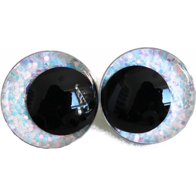 Oči bezpečnostní třpytivé šilhavé - 14mm, stříbrná