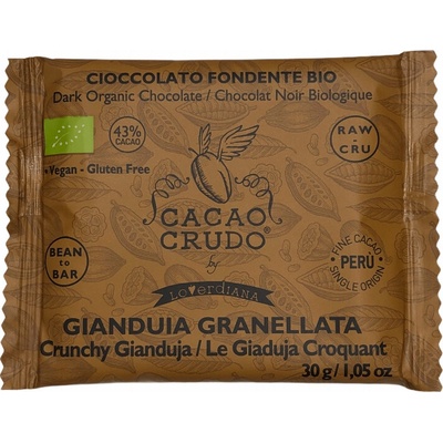 Cacao Crudo Raw Horká čokoláda s nasekanými lieskovými orieškami Bio 30 g
