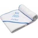 Baby Nellys termoosuška Little prince s kapucňou 100 x 100 cm biela modrá výšivka