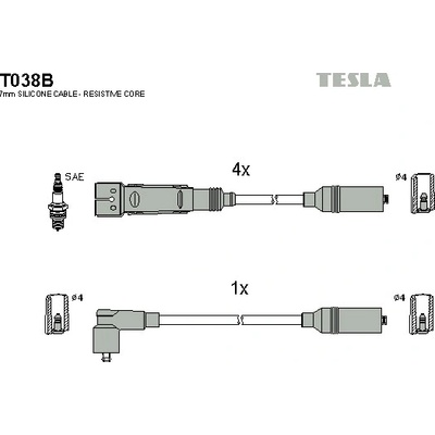 Sada zapaľovacích káblov TESLA T038B