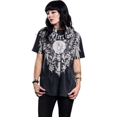 AFFLICTION Дамска тениска affliction - crossed over - dk. grey pigment dye - awv26444-dkgp