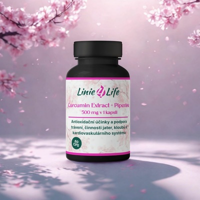 Linie4Life - CURCUMIN EXTRACT + PIPERINE – cholesterol, pečeň, kĺby, trávenie, antioxidant, bez plnidiel, 60 kapsúl/60 dní
