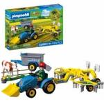 PLAYMOBIL | Country | Small Tractor with Hay Rake | Tractor Set with Rake, Cow, Trailer & Accessories | For children aged 4 and up | 72163