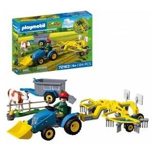PLAYMOBIL | Country | Small Tractor with Hay Rake | Tractor Set with Rake, Cow, Trailer & Accessories | For children aged 4 and up | 72163