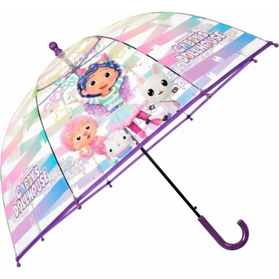 SunCity dívčí průhledný deštník Gábinin kouzelný domek