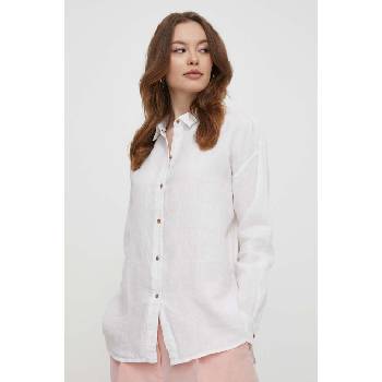 Barbour Ленена риза Barbour в бяло със свободна кройка с класическа яка (LSH1596)