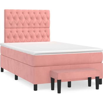 vidaXL Боксспринг легло с матрак, розово, 120x190 см, кадифе (3270492)