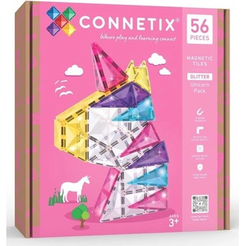 CONNETIX Connetix® Блестящ комплект еднорог магнитна строителна играчка 56 бр