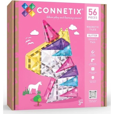 CONNETIX Connetix® Блестящ комплект еднорог магнитна строителна играчка 56 бр