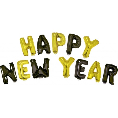 Sada fóliových balónků HAPPY NEW YEAR barva zlatá černá