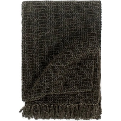 vidaXL Декоративно одеяло, памук, 125x150 см, антрацит/кафяво (133749)