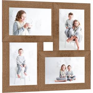 vidaXL Фоторамка колаж за 4x(10x15 см) снимки, светлокафява, МДФ (332768)