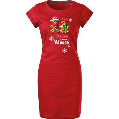 NakupTextil Vánoční šaty s potiskem 07 červená