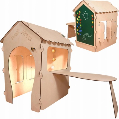 KIK KX3831 Zahradní dřevěný domeček pro děti s tabulí a stolem