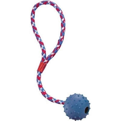 Nobby Dog dutá gumová lopta s lanom a rolničkou 5 cm