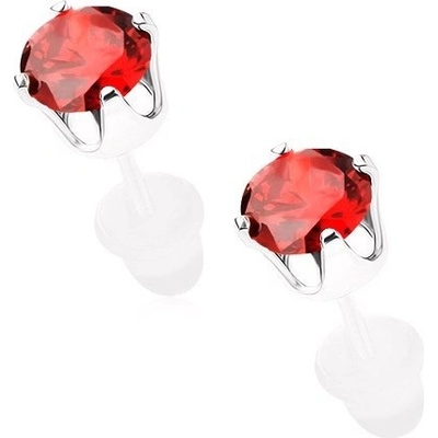 Šperky eshop s puzetovým zapínáním kulatý červený zirkon R40.2