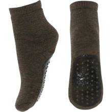 mpDenmark dětské teplé merino ponožky s protiskluzem Hnědá