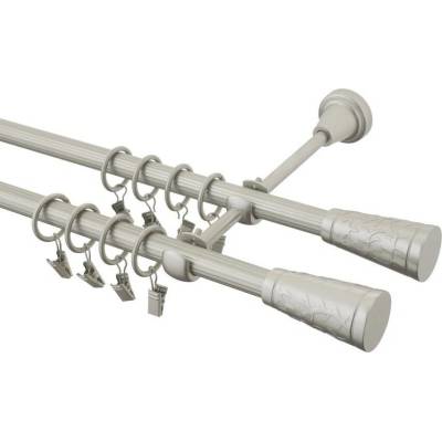 GARNÝŽE-HEBR Garnýž rýhovaná Sevilla double chrom mat dvojitá 170 cm