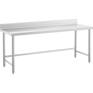 Royal Catering Маса от неръждаема стомана - 200 x 70 см - гръб - товароносимост 300 кг - Royal Catering RCAT-200/70-SPS (RCAT-200/70-SPS)