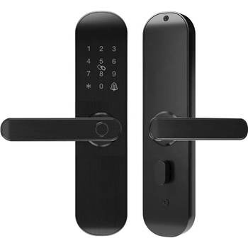 PNI PTY500BL - Хотелска брава с контрол на достъп (пръстов отпечатък, код, карта, ключ), WiFi, Tuya smart, лява (PTY500BL)