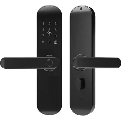 PNI PTY500BL - Хотелска брава с контрол на достъп (пръстов отпечатък, код, карта, ключ), WiFi, Tuya smart, лява (PTY500BL)
