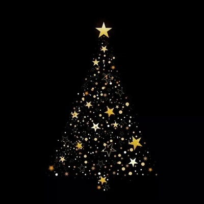 MAKI CDGW Glittering On Christmas Tree On Black servítky 25x25cm 3V 20ks