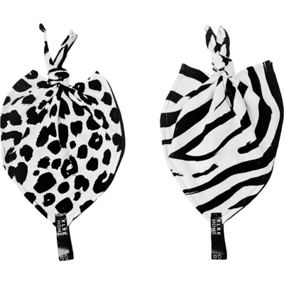 KLRK Home Wild B&W Leopard&Zebra бебешко одеялце с възел 26x26 cm 2 бр