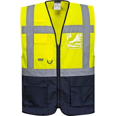 Portwest hi-vis warsaw executive c476 / Светлоотразителна жилетка - hv жълто/тъмносиньо xs (c476ynrxs)