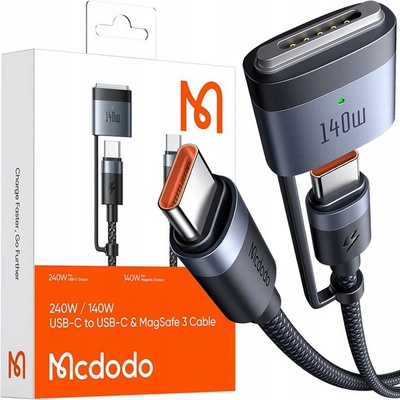 Mcdodo CA-0140 2-in-1 USB-C to USB-C + Magsafe 3, 2m, černý