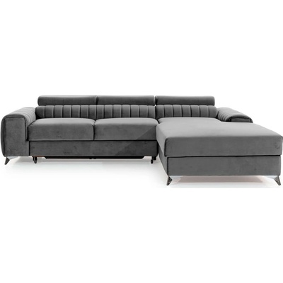 Eltap Сив кадифен разтегателен ъглов диван с място за съхранение (десен ъгъл) Grayson - ELTAP (CO-GRA-RT-03NU)