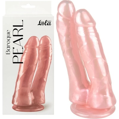 Двойно дилдо с различни размери, блестящо, 17, 5см. - Baroque Pearl Pink (9900-02LOLA)